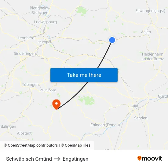 Schwäbisch Gmünd to Engstingen map