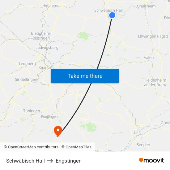 Schwäbisch Hall to Engstingen map