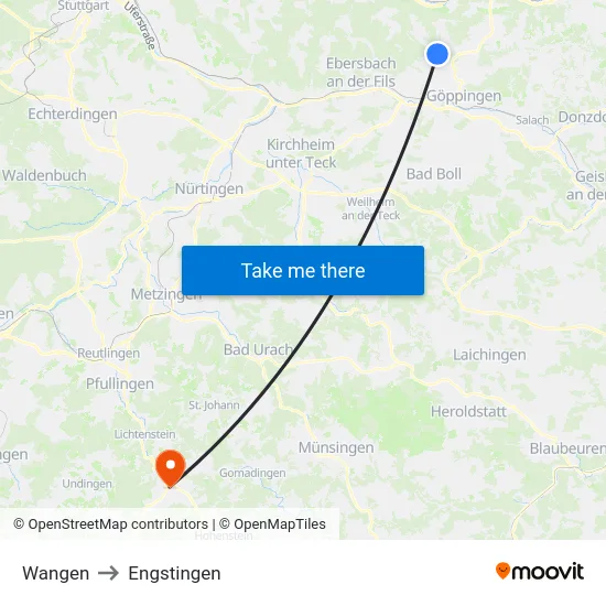 Wangen to Engstingen map