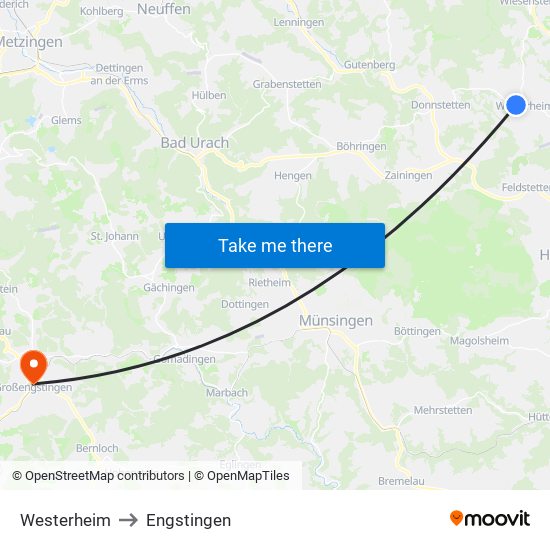 Westerheim to Engstingen map