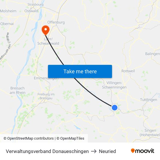 Verwaltungsverband Donaueschingen to Neuried map