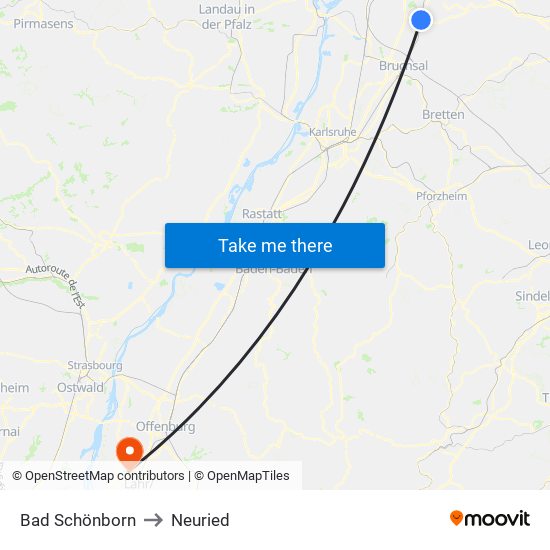 Bad Schönborn to Neuried map