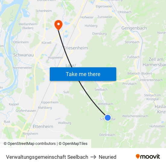 Verwaltungsgemeinschaft Seelbach to Neuried map