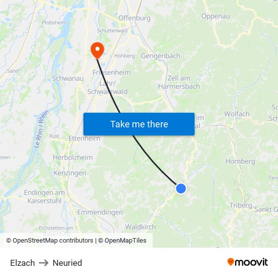 Elzach to Neuried map