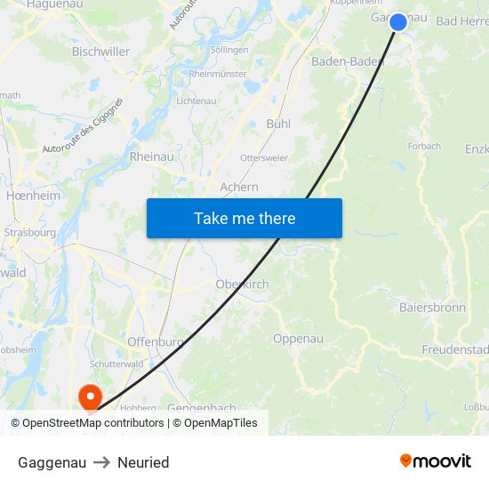 Gaggenau to Neuried map