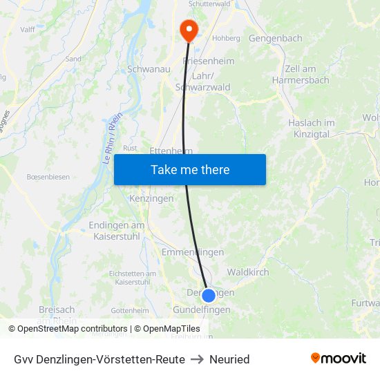 Gvv Denzlingen-Vörstetten-Reute to Neuried map