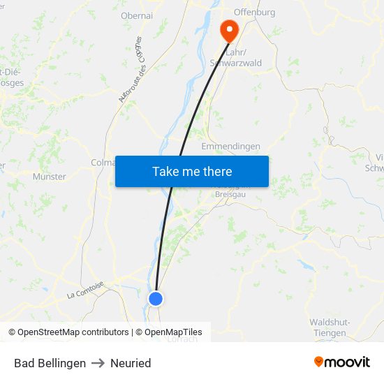 Bad Bellingen to Neuried map