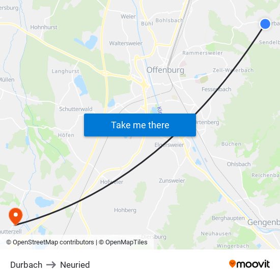 Durbach to Neuried map