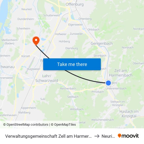 Verwaltungsgemeinschaft Zell am Harmersbach to Neuried map