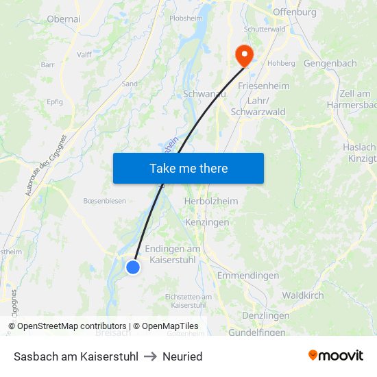 Sasbach am Kaiserstuhl to Neuried map