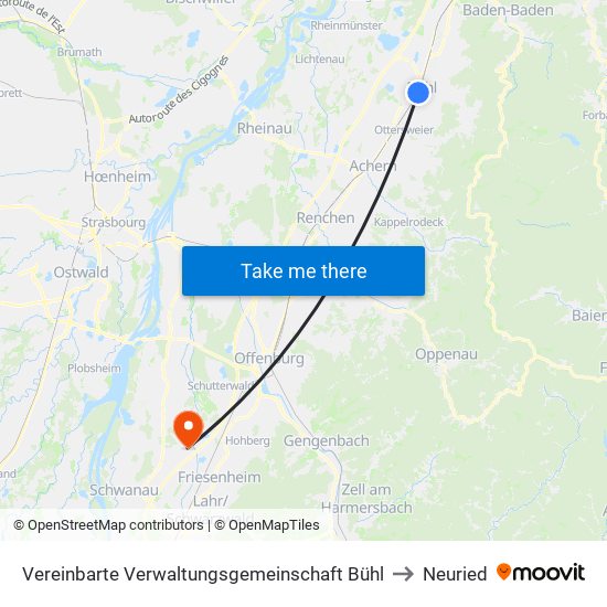 Vereinbarte Verwaltungsgemeinschaft Bühl to Neuried map