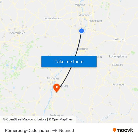 Römerberg-Dudenhofen to Neuried map