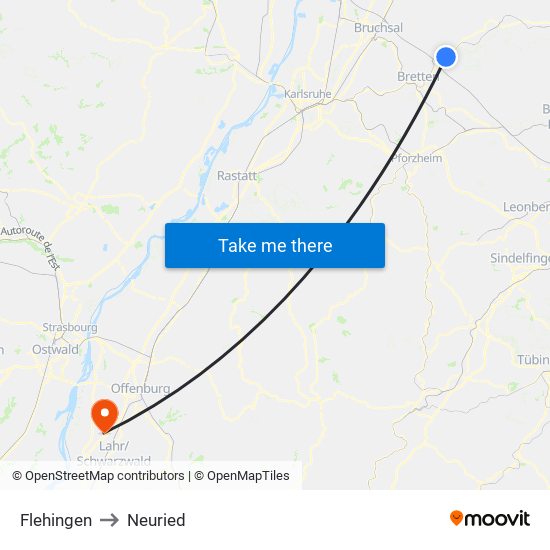 Flehingen to Neuried map