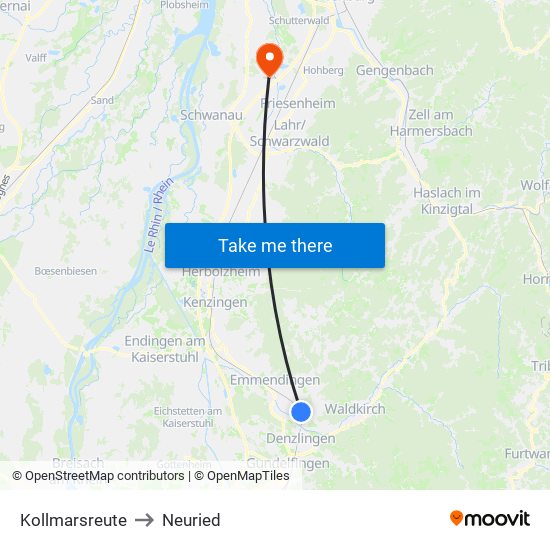 Kollmarsreute to Neuried map