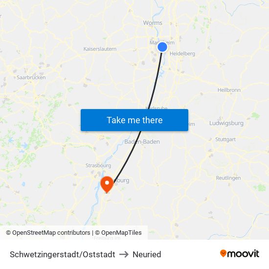 Schwetzingerstadt/Oststadt to Neuried map