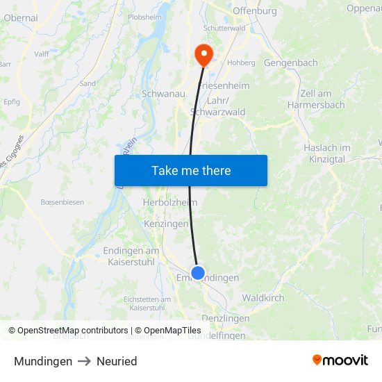 Mundingen to Neuried map