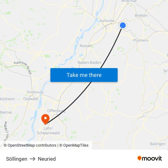 Söllingen to Neuried map