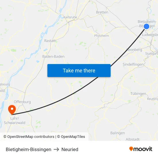 Bietigheim-Bissingen to Neuried map