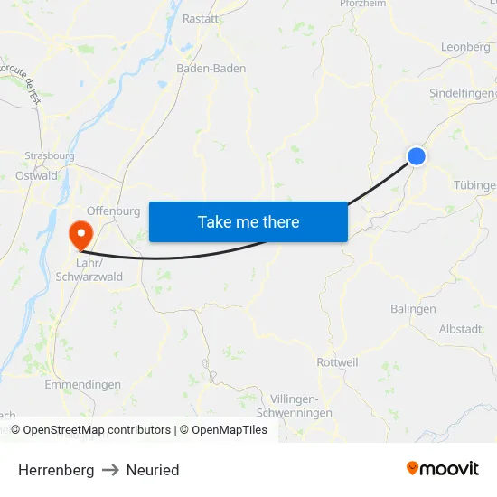 Herrenberg to Neuried map