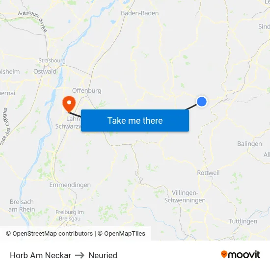 Horb Am Neckar to Neuried map