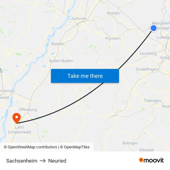 Sachsenheim to Neuried map