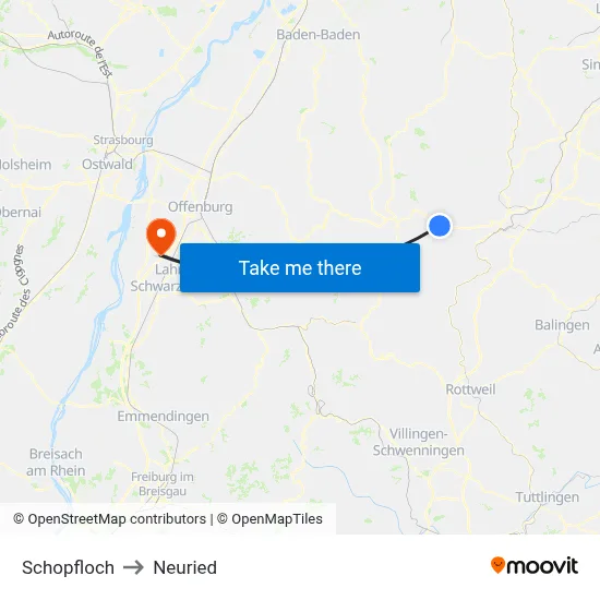 Schopfloch to Neuried map