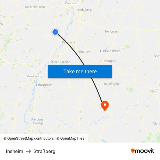 Insheim to Straßberg map