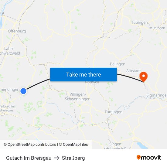 Gutach Im Breisgau to Straßberg map