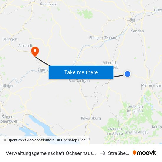 Verwaltungsgemeinschaft Ochsenhausen to Straßberg map