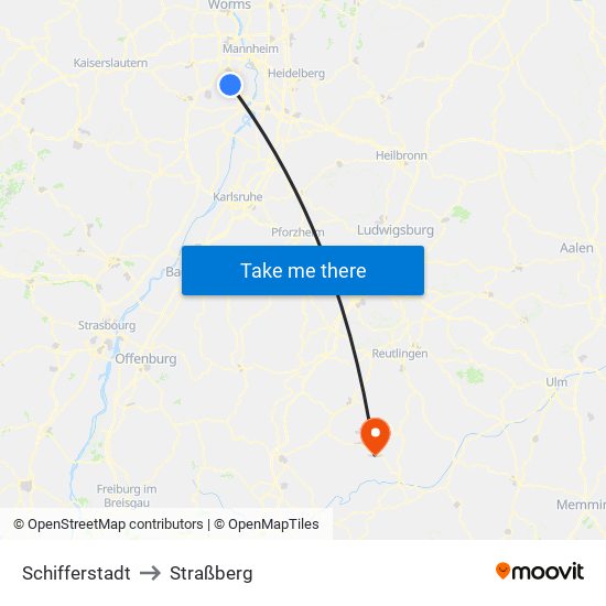 Schifferstadt to Straßberg map