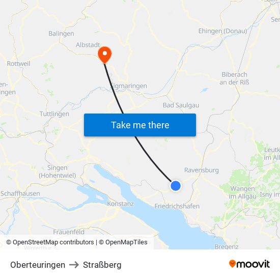 Oberteuringen to Straßberg map