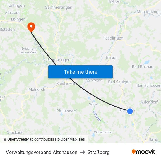 Verwaltungsverband Altshausen to Straßberg map