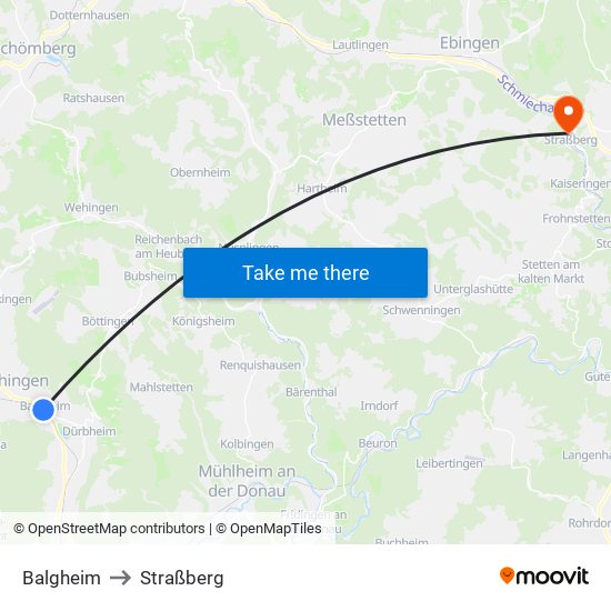 Balgheim to Straßberg map