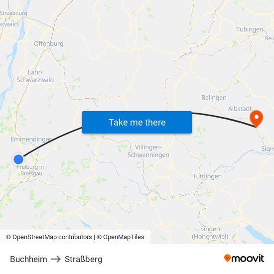 Buchheim to Straßberg map