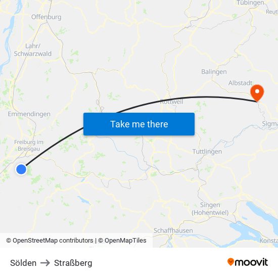 Sölden to Straßberg map