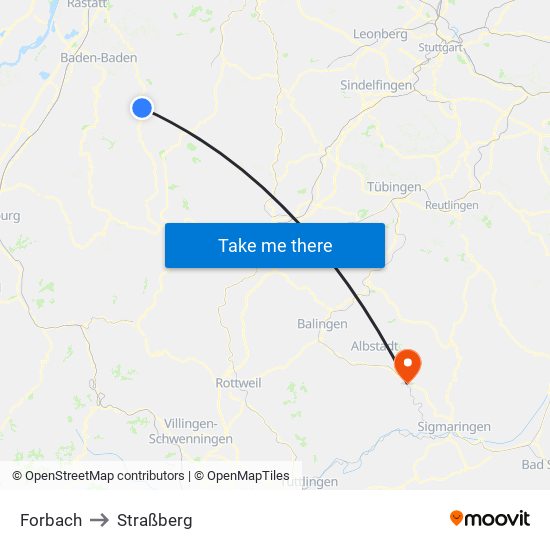 Forbach to Straßberg map
