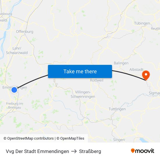 Vvg Der Stadt Emmendingen to Straßberg map