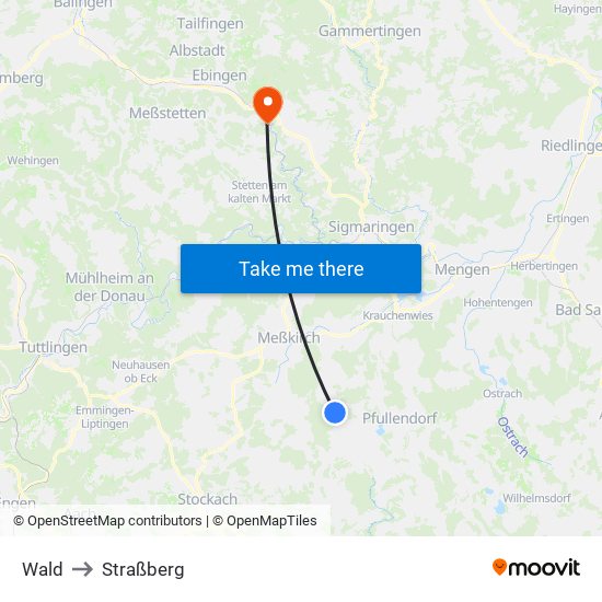 Wald to Straßberg map