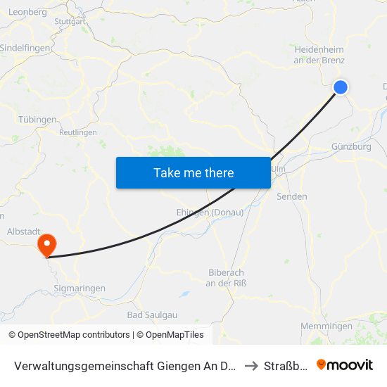 Verwaltungsgemeinschaft Giengen An Der Brenz to Straßberg map