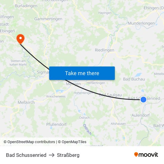 Bad Schussenried to Straßberg map