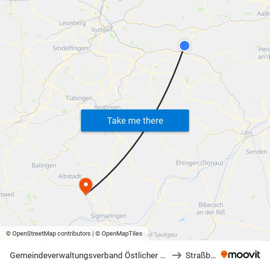 Gemeindeverwaltungsverband Östlicher Schurwald to Straßberg map