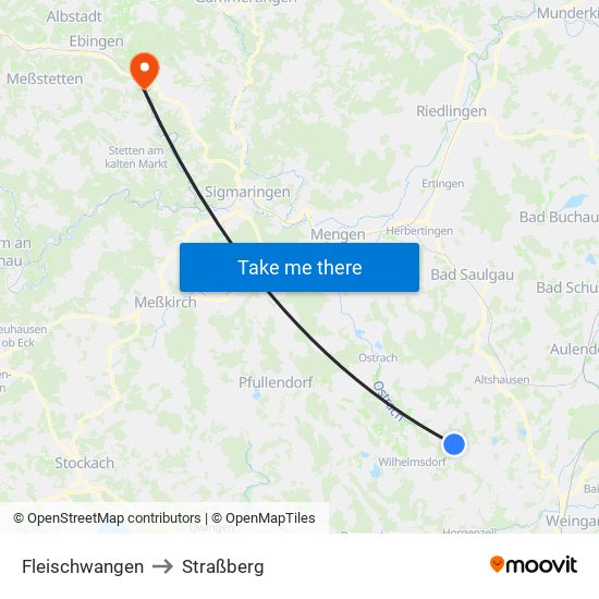 Fleischwangen to Straßberg map