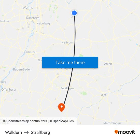 Walldürn to Straßberg map