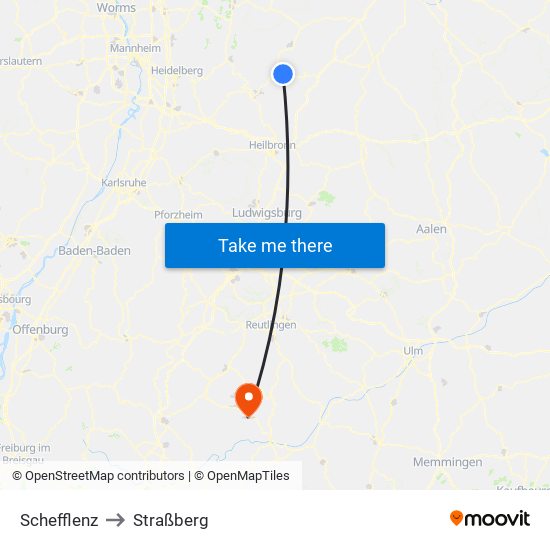 Schefflenz to Straßberg map