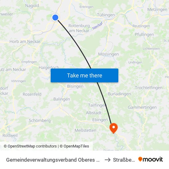 Gemeindeverwaltungsverband Oberes Gäu to Straßberg map