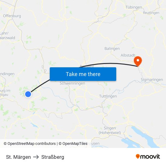 St. Märgen to Straßberg map