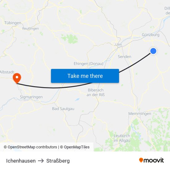 Ichenhausen to Straßberg map