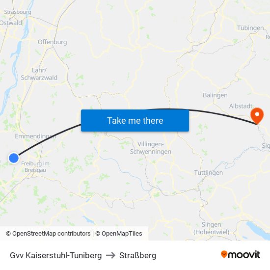 Gvv Kaiserstuhl-Tuniberg to Straßberg map