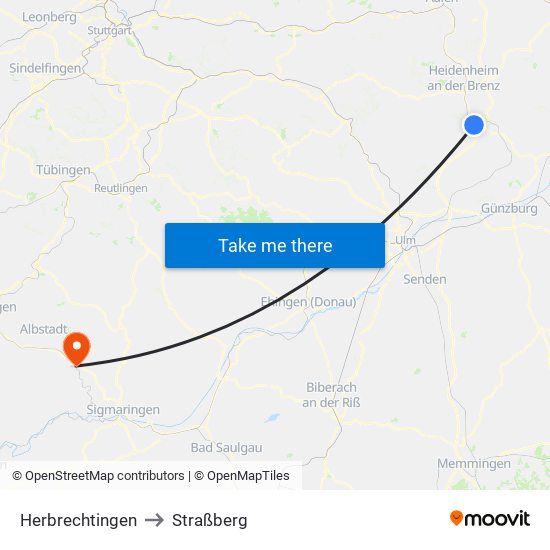 Herbrechtingen to Straßberg map