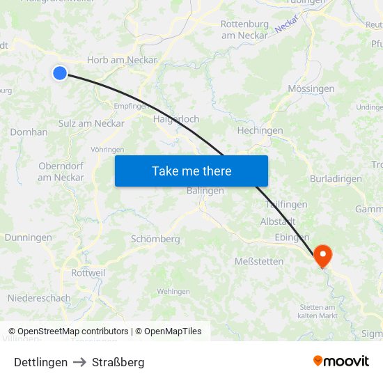 Dettlingen to Straßberg map